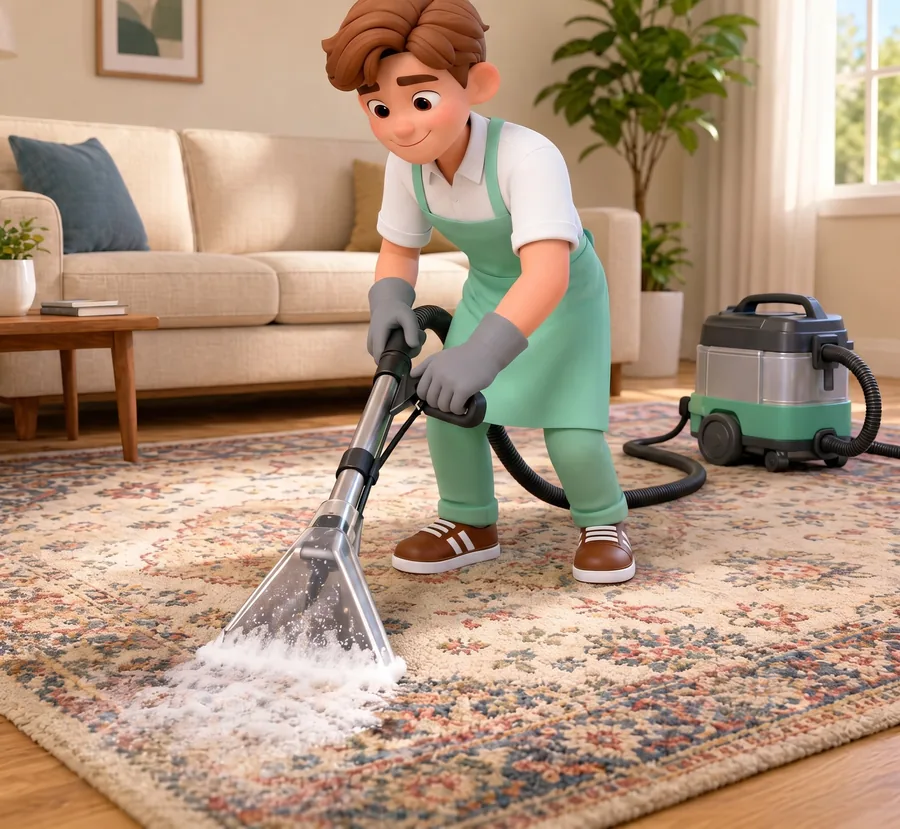 Zak shampouine un tapis avec un injecteur-extracteur
